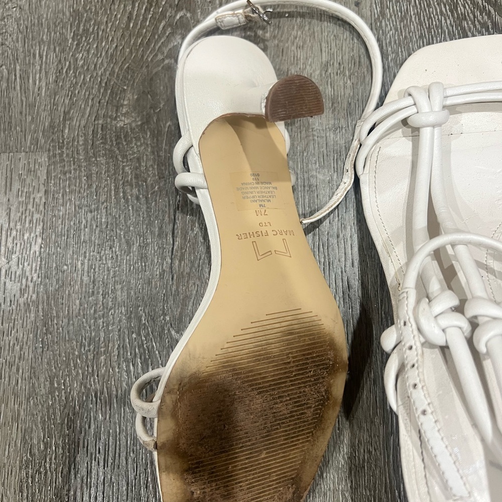 Marc Fisher White Knotted Strappy Lace-Up Sandals - Picture 6 of 8